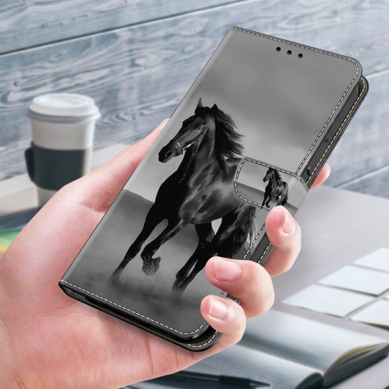 Leren Hoesje Voor Honor X9b / Magic 6 Lite Zwart Paard