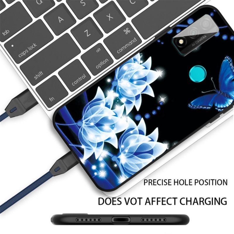 Case Hoesje Huawei P Smart 2020 Telefoonhoesje Vlinder En Blauwe Bloemen