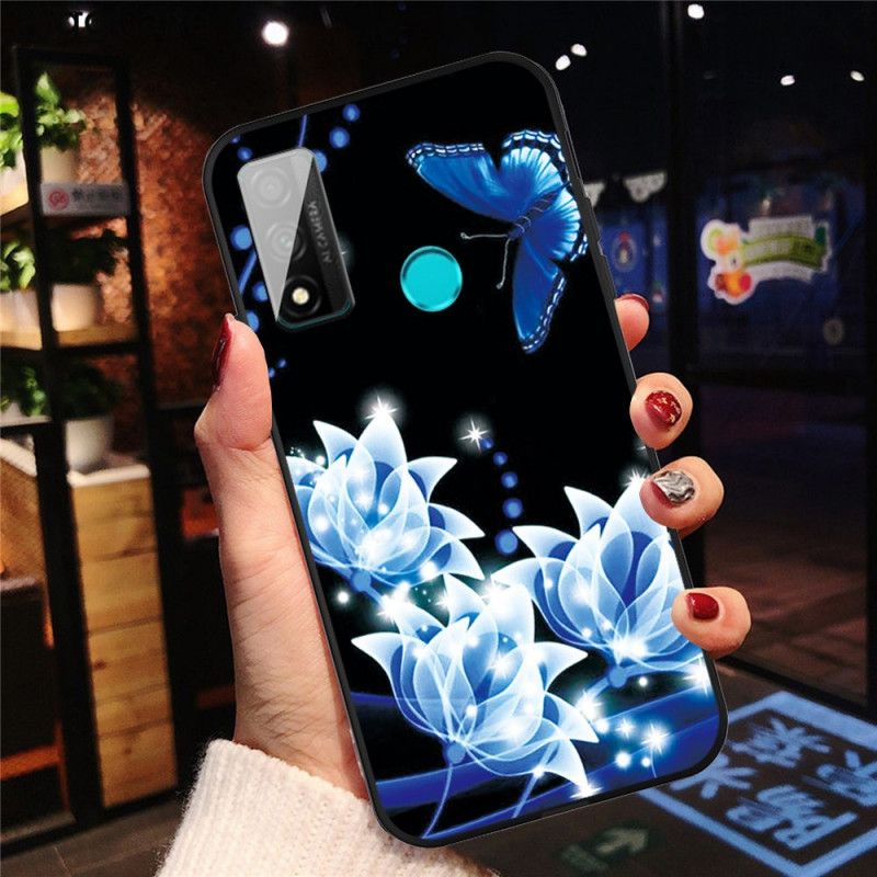 Case Hoesje Huawei P Smart 2020 Telefoonhoesje Vlinder En Blauwe Bloemen