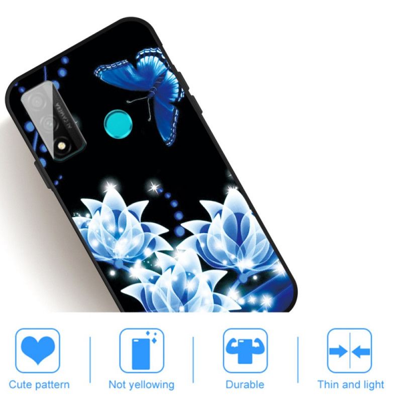 Case Hoesje Huawei P Smart 2020 Telefoonhoesje Vlinder En Blauwe Bloemen