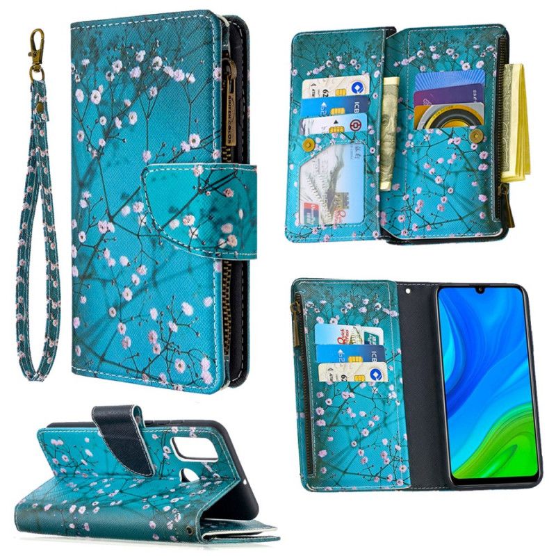 Cover Folio-hoesje Huawei P Smart 2020 Lichtblauw Wit Telefoonhoesje Boomzak Met Ritssluiting