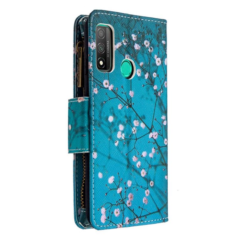 Cover Folio-hoesje Huawei P Smart 2020 Lichtblauw Wit Telefoonhoesje Boomzak Met Ritssluiting