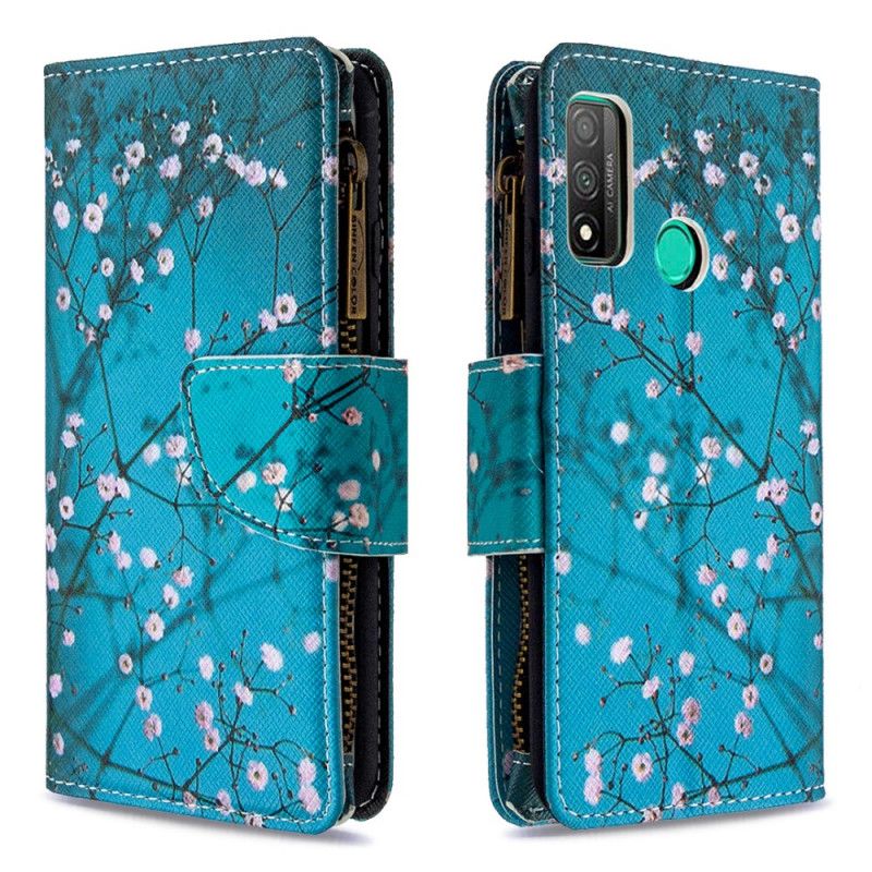 Cover Folio-hoesje Huawei P Smart 2020 Lichtblauw Wit Telefoonhoesje Boomzak Met Ritssluiting