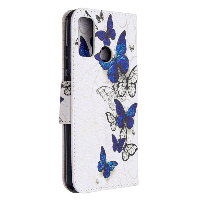 Cover Folio-hoesje Huawei P Smart 2020 Lichtblauw Wit Telefoonhoesje Koningen Vlinders