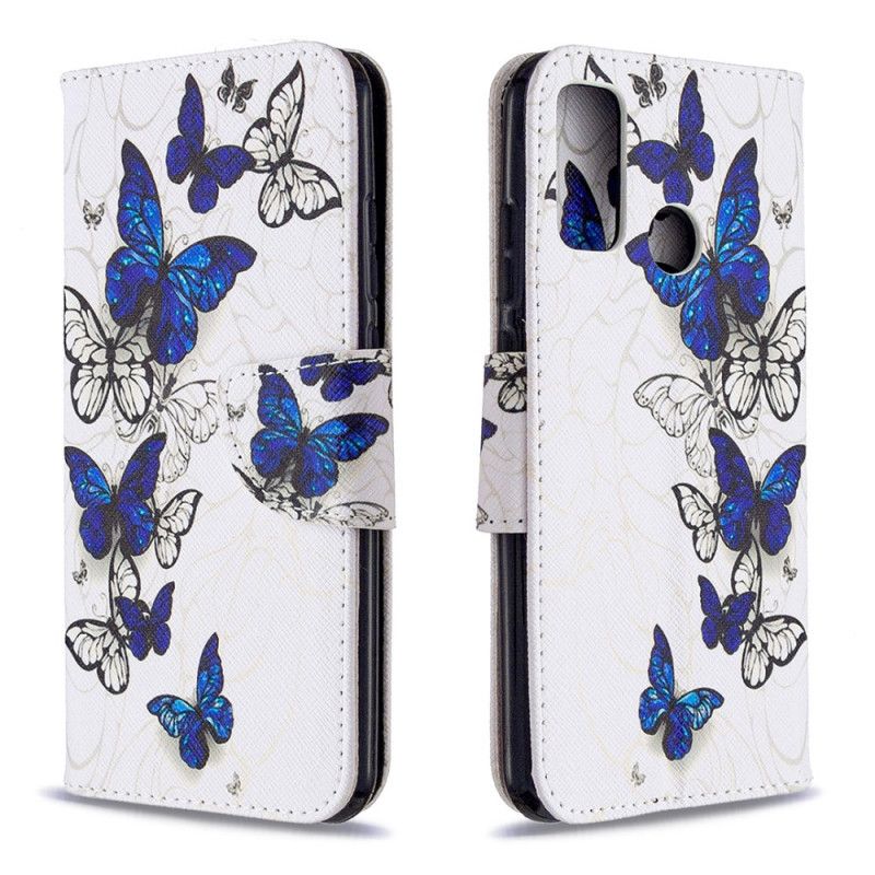 Cover Folio-hoesje Huawei P Smart 2020 Lichtblauw Wit Telefoonhoesje Koningen Vlinders