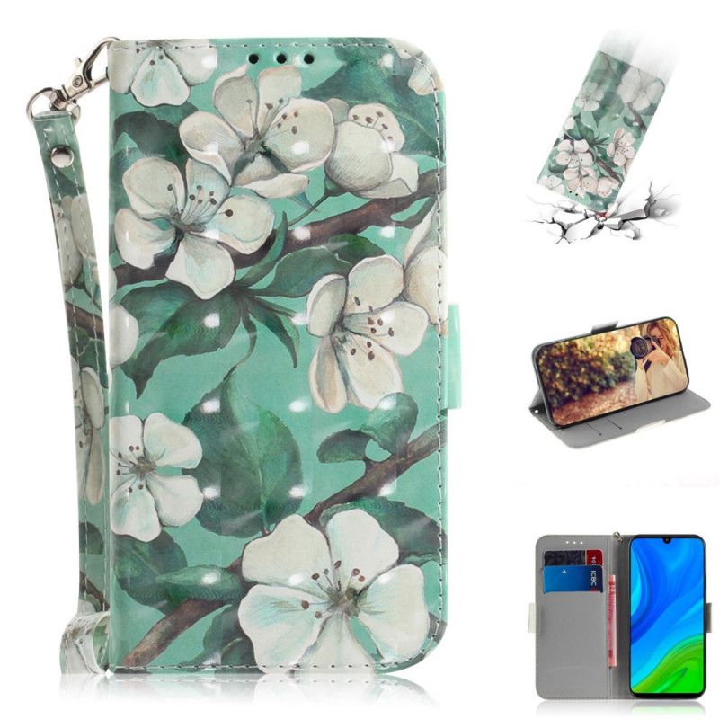 Cover Folio-hoesje Huawei P Smart 2020 Telefoonhoesje Bloeiende Tak Met String