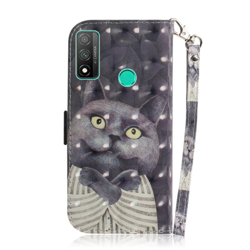 Cover Folio-hoesje Huawei P Smart 2020 Telefoonhoesje Grijze Kat Met String