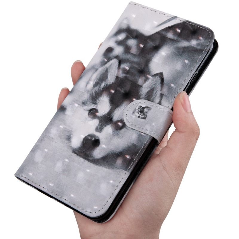 Cover Folio-hoesje Huawei P Smart 2020 Telefoonhoesje Zwart-Witte Hond