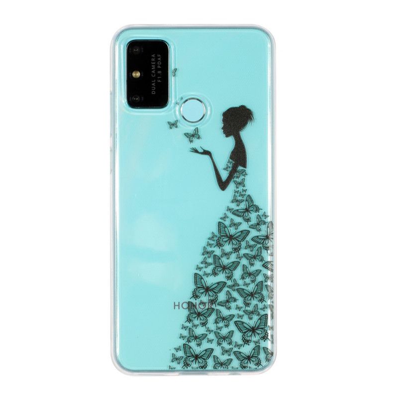 Cover Hoesje Huawei P Smart 2020 Telefoonhoesje Transparante Jurk Met Vlinders