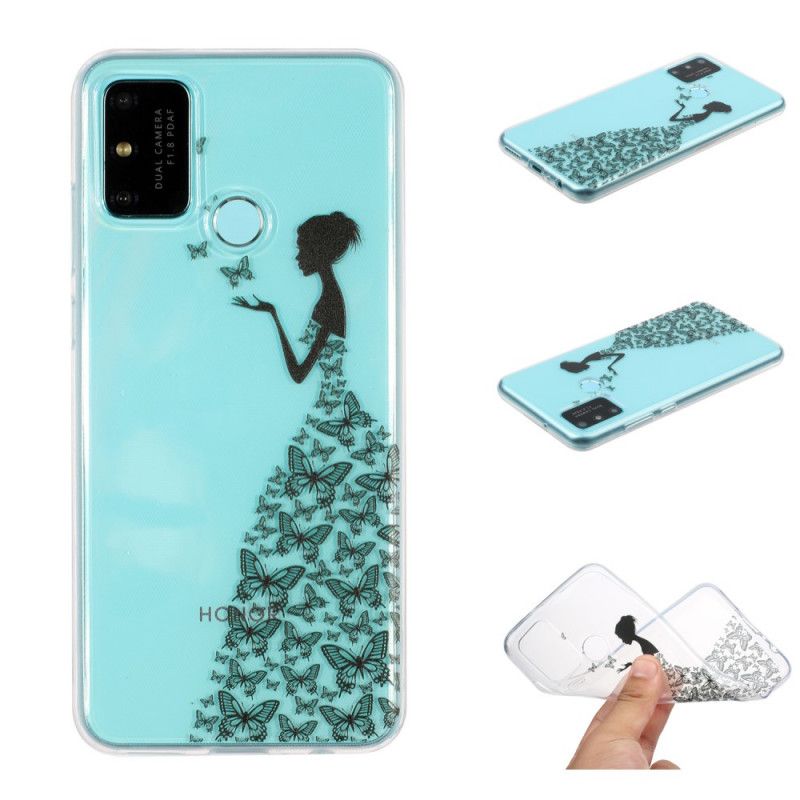 Cover Hoesje Huawei P Smart 2020 Telefoonhoesje Transparante Jurk Met Vlinders