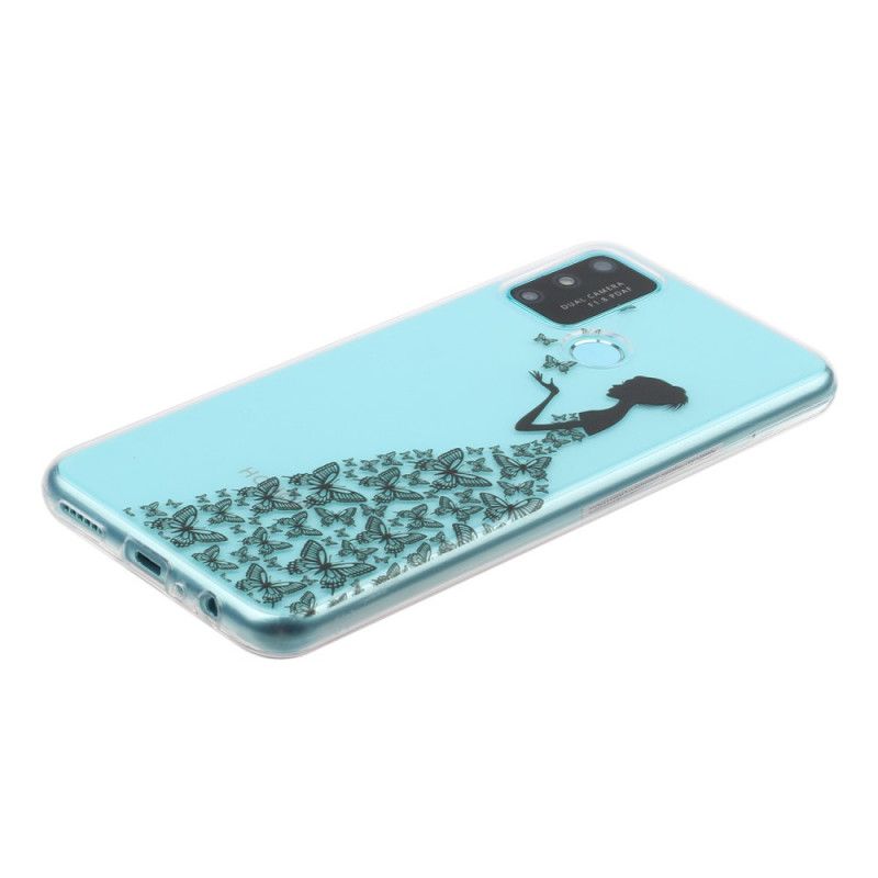 Cover Hoesje Huawei P Smart 2020 Telefoonhoesje Transparante Jurk Met Vlinders