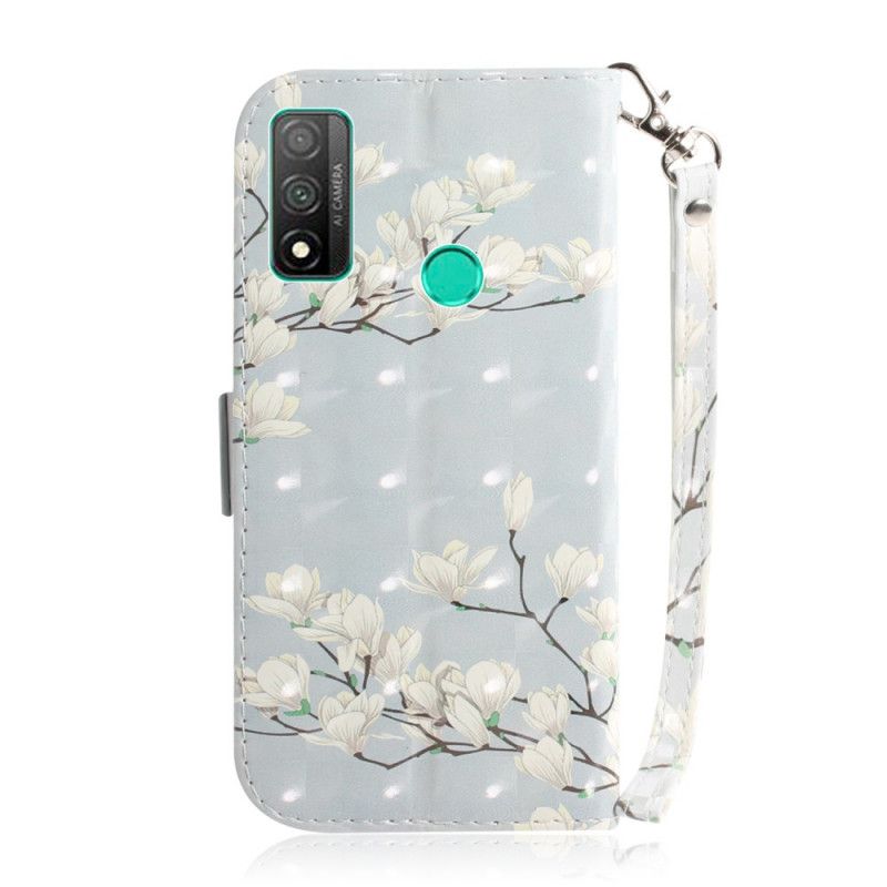 Flip Case Leren Huawei P Smart 2020 Bloeiende Boom Met String