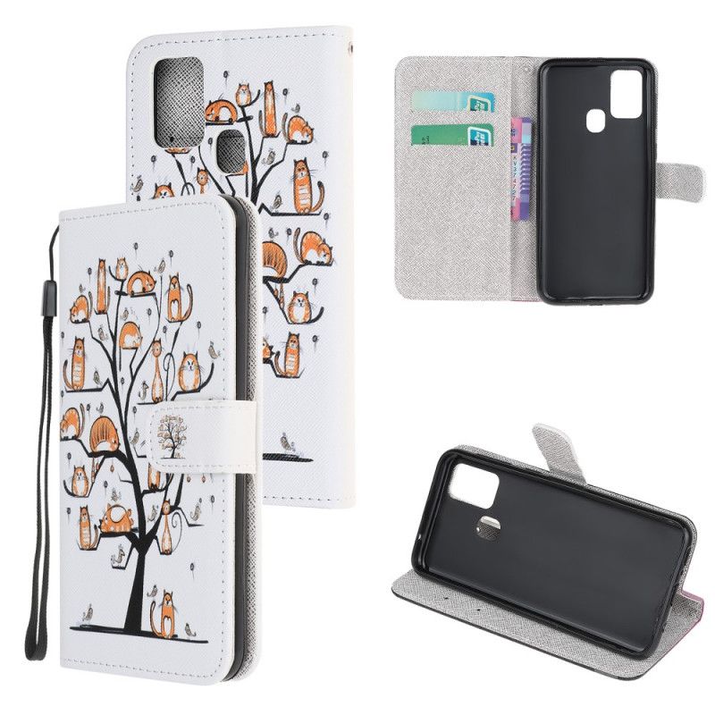 Flip Case Leren Huawei P Smart 2020 Funky String Katten