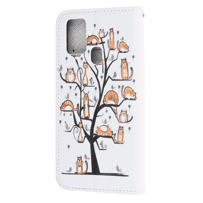 Flip Case Leren Huawei P Smart 2020 Funky String Katten