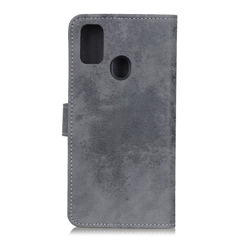 Flip Case Leren Huawei P Smart 2020 Grijs Vintage Leereffect