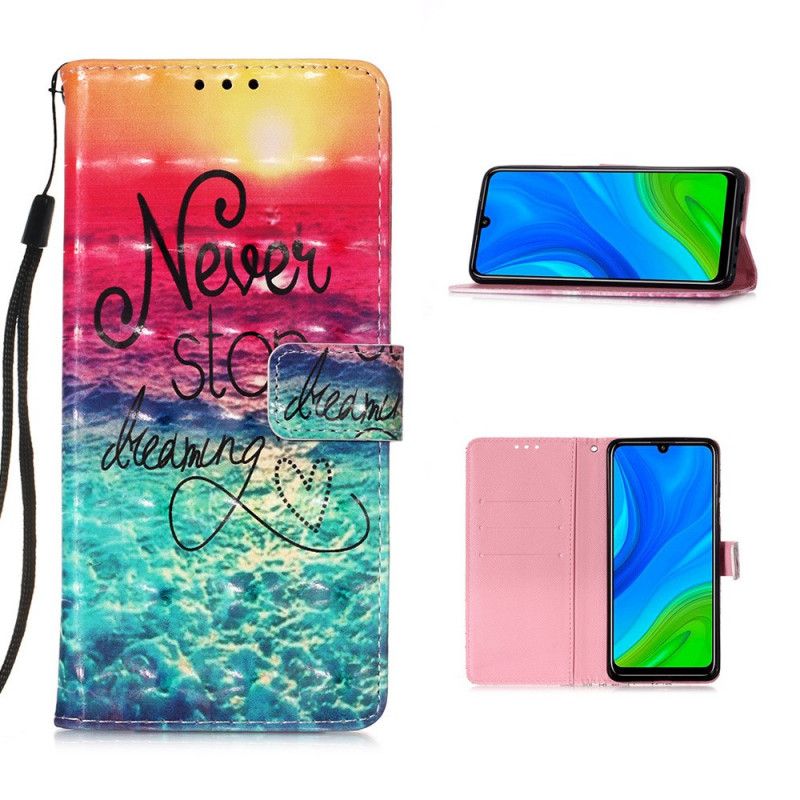 Flip Case Leren Huawei P Smart 2020 Stop Nooit Met Dromen