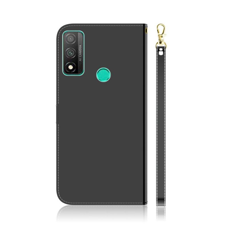 Flip Case Leren Huawei P Smart 2020 Wit Zwart Kunstlederen Spiegelkap