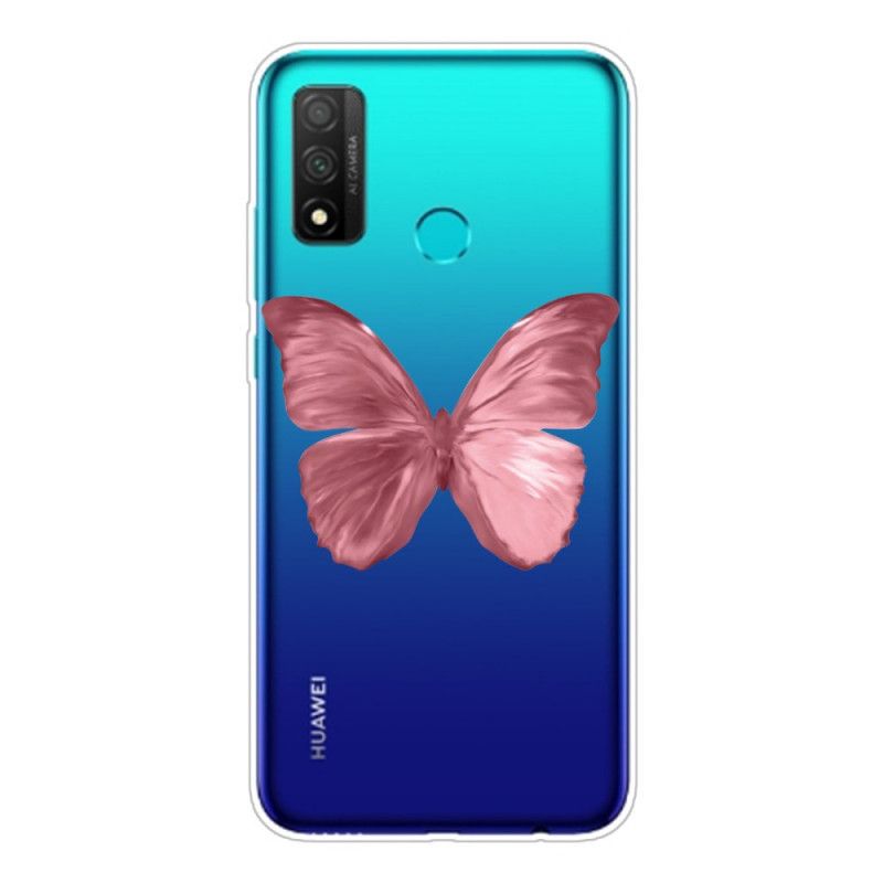 Hoesje Huawei P Smart 2020 Donkerblauw Roze Wilde Vlinders