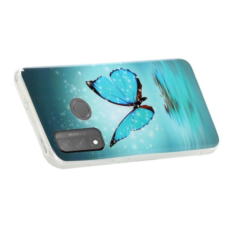 Hoesje Huawei P Smart 2020 Fluorescerende Blauwe Vlinder