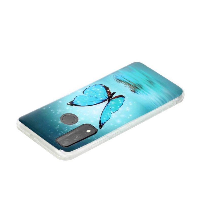 Hoesje Huawei P Smart 2020 Fluorescerende Blauwe Vlinder