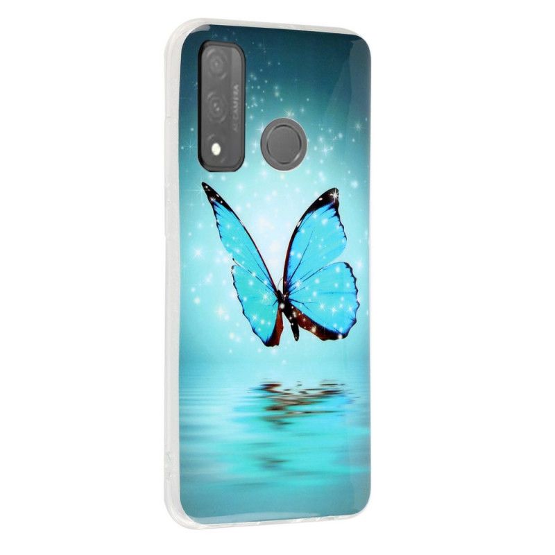 Hoesje Huawei P Smart 2020 Fluorescerende Blauwe Vlinder