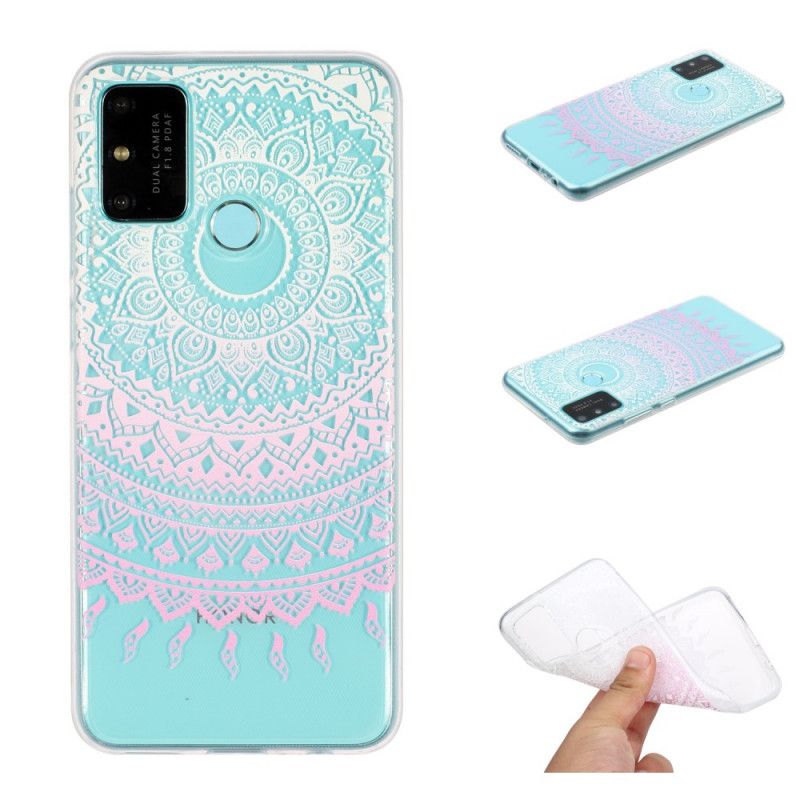 Hoesje Huawei P Smart 2020 Lichtblauw Roze Transparante Kleurrijke Mandala