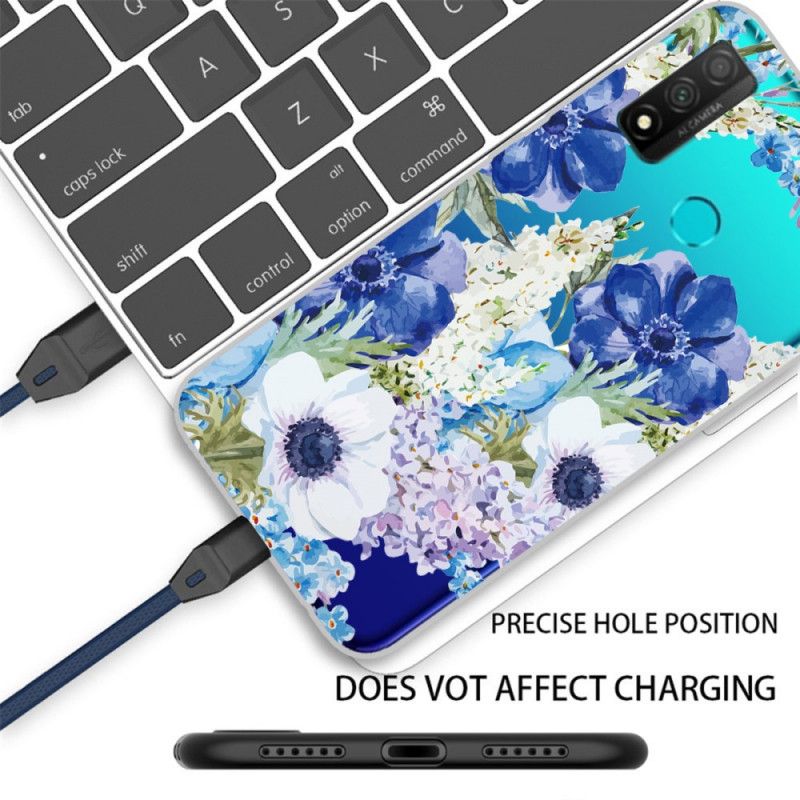 Hoesje Huawei P Smart 2020 Transparante Aquarel Blauwe Bloemen