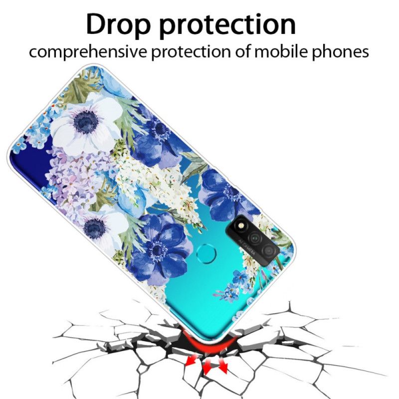 Hoesje Huawei P Smart 2020 Transparante Aquarel Blauwe Bloemen