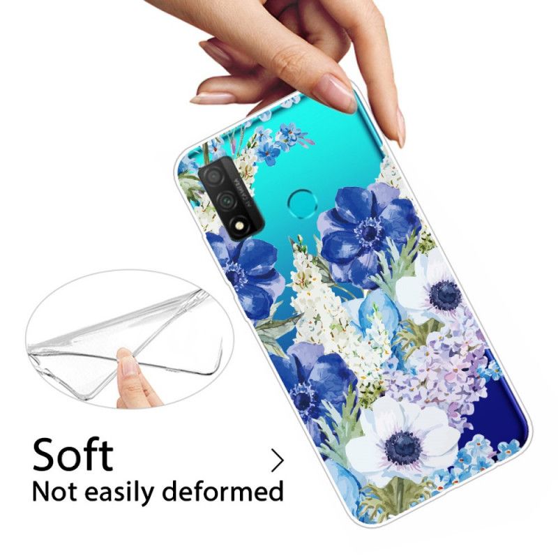 Hoesje Huawei P Smart 2020 Transparante Aquarel Blauwe Bloemen