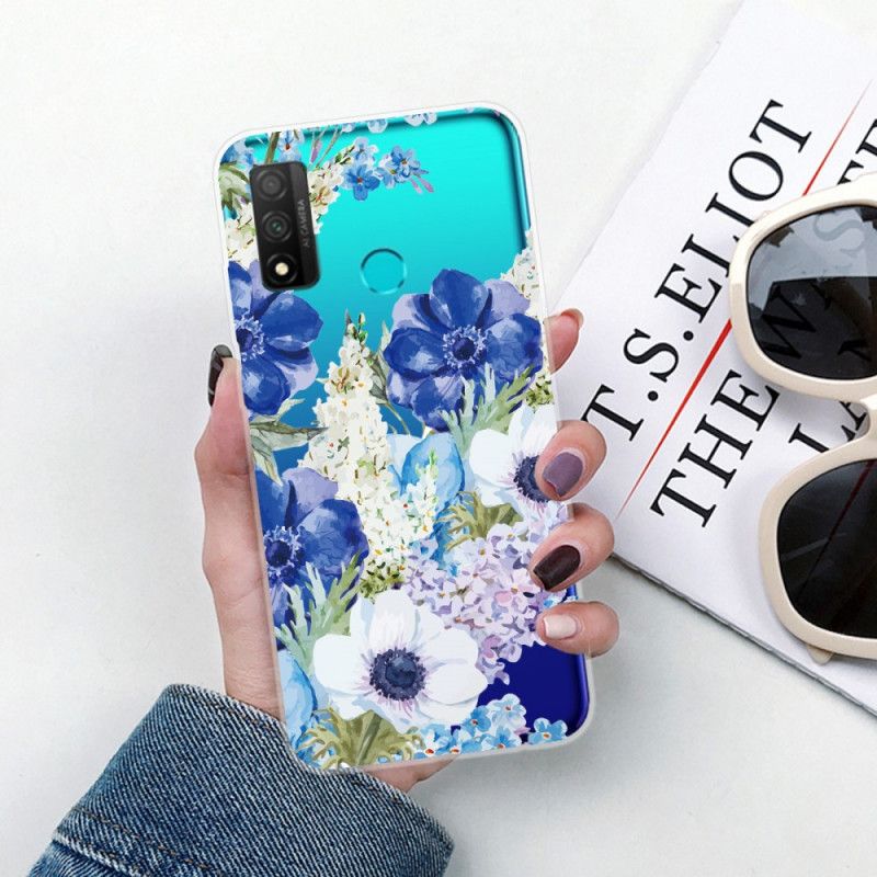 Hoesje Huawei P Smart 2020 Transparante Aquarel Blauwe Bloemen