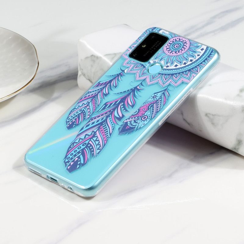 Hoesje Huawei P Smart 2020 Transparante Dromenvanger Blauwe Veren