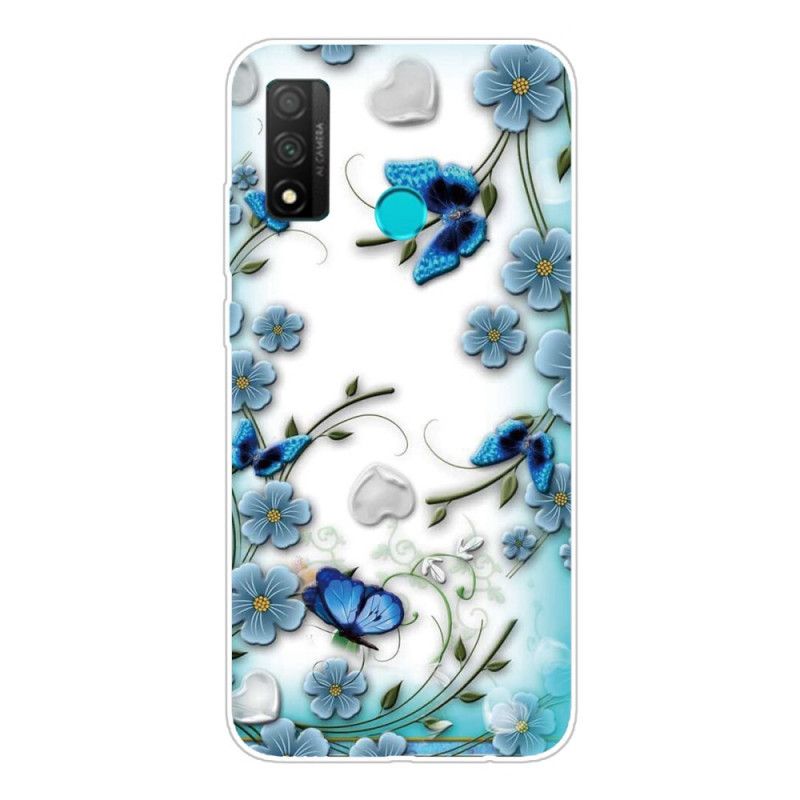 Hoesje Huawei P Smart 2020 Transparante Retro Vlinders En Bloemen