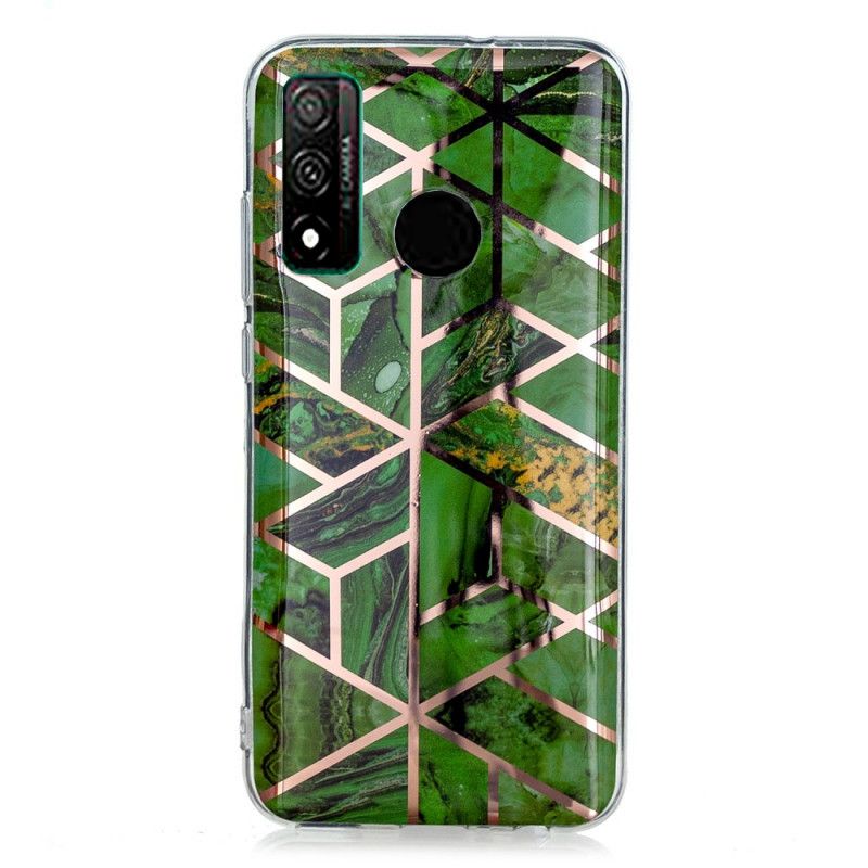 Hoesje voor Huawei P Smart 2020 Groen Zwart Marmerkleurige Geometrie