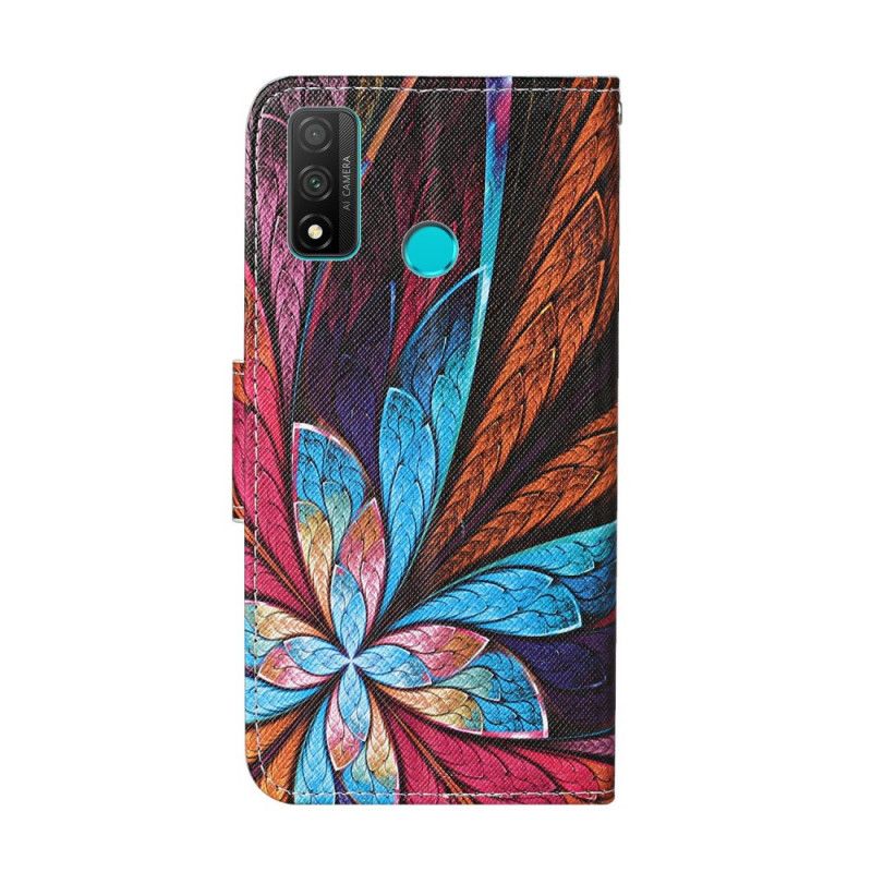 Leren Hoesje Huawei P Smart 2020 Gekleurde Bladeren Met Riem