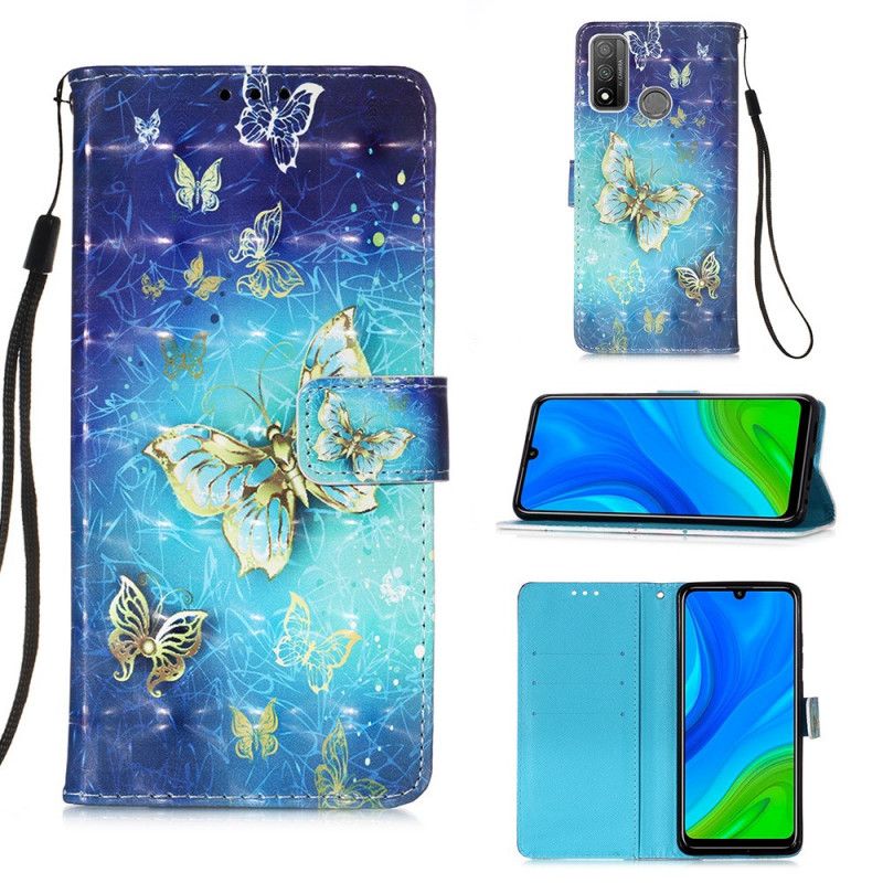 Leren Hoesje Huawei P Smart 2020 Gouden String Vlinders