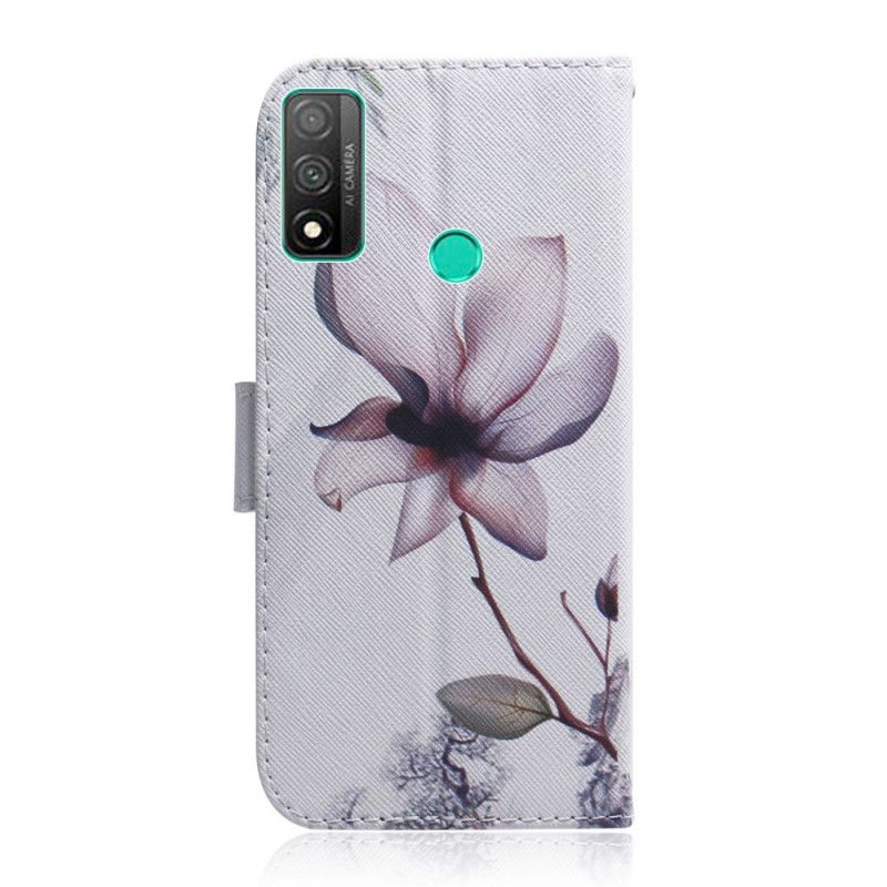 Leren Hoesje Huawei P Smart 2020 Telefoonhoesje Een Roze Bloem