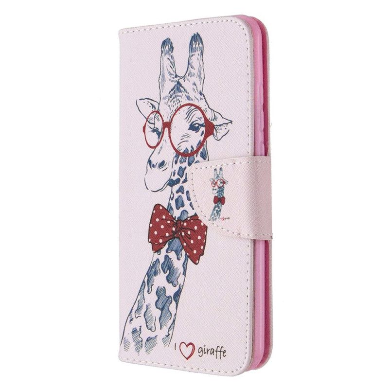 Leren Hoesje Huawei P Smart 2020 Telefoonhoesje Nerd Giraf