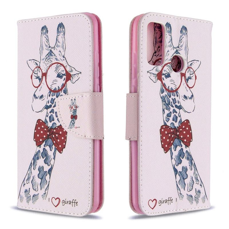 Leren Hoesje Huawei P Smart 2020 Telefoonhoesje Nerd Giraf