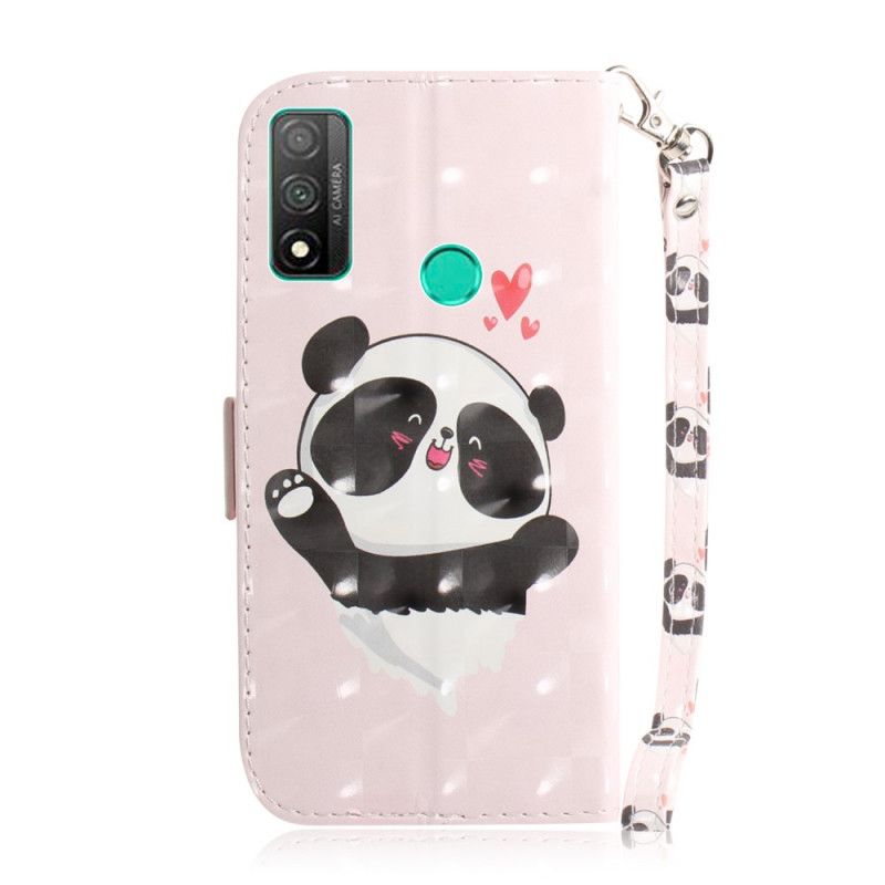 Leren Hoesje Huawei P Smart 2020 Telefoonhoesje Panda Love Met String
