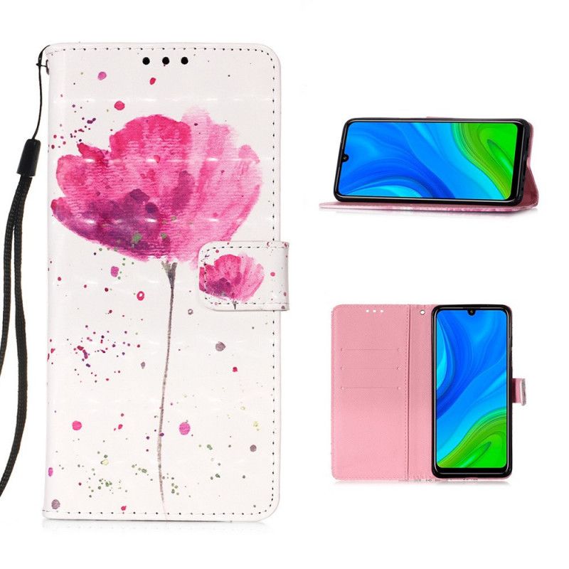 Leren Hoesje voor Huawei P Smart 2020 Aquarel Klaproos