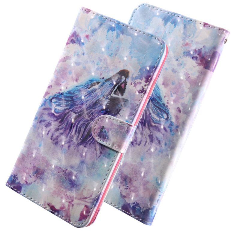 Leren Hoesje voor Huawei P Smart 2020 Aquarel Wolf