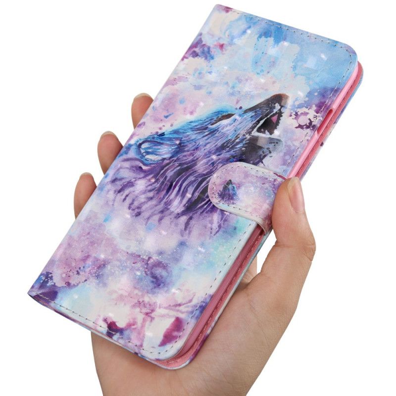 Leren Hoesje voor Huawei P Smart 2020 Aquarel Wolf