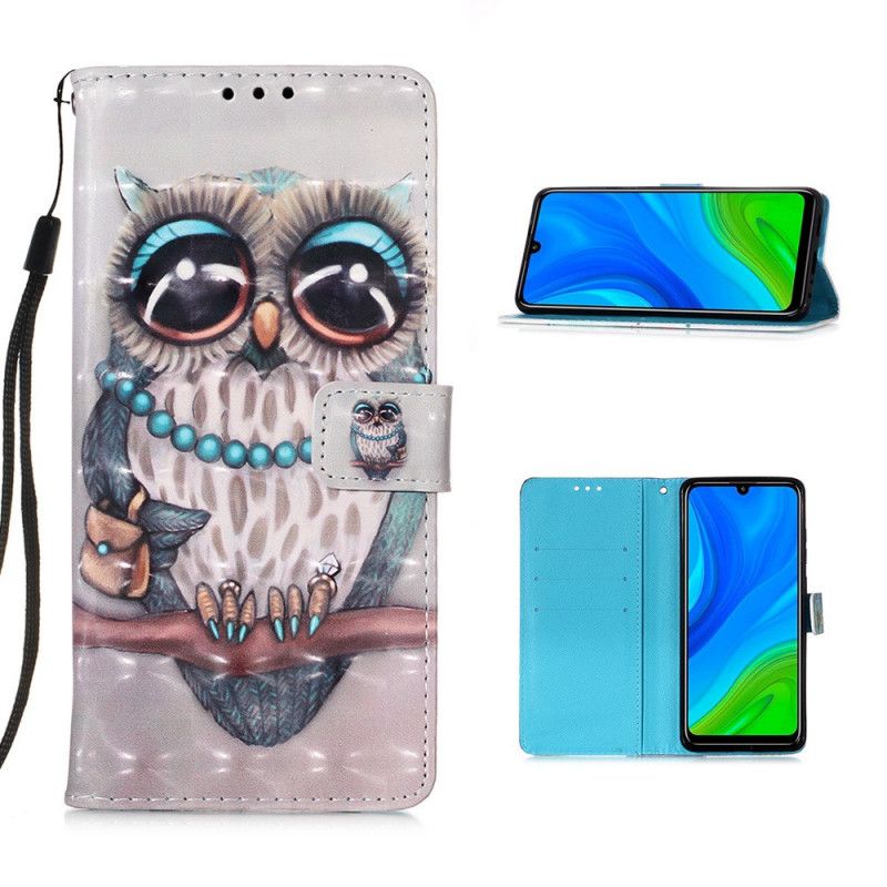 Leren Hoesje voor Huawei P Smart 2020 Miss Uil Met String