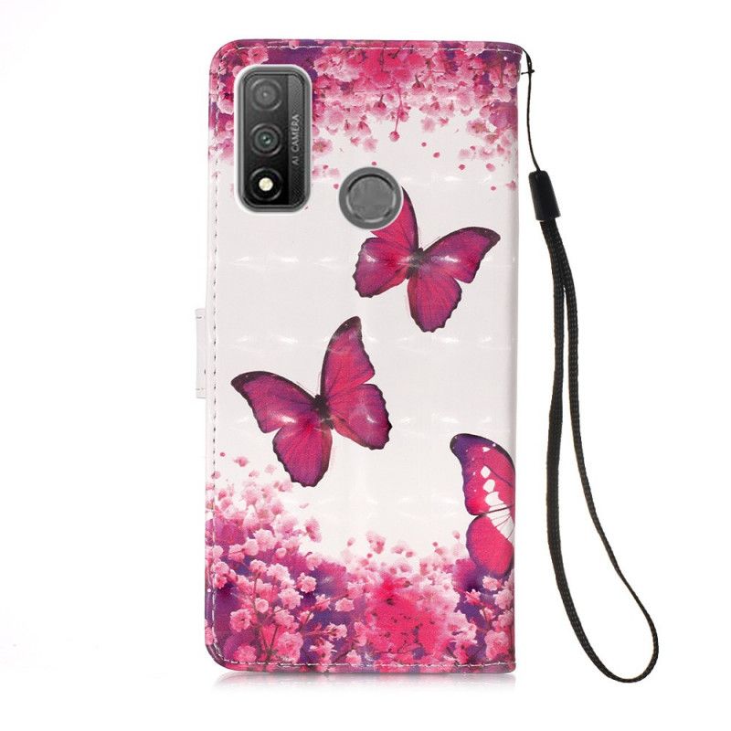 Leren Hoesje voor Huawei P Smart 2020 Rode String Vlinders