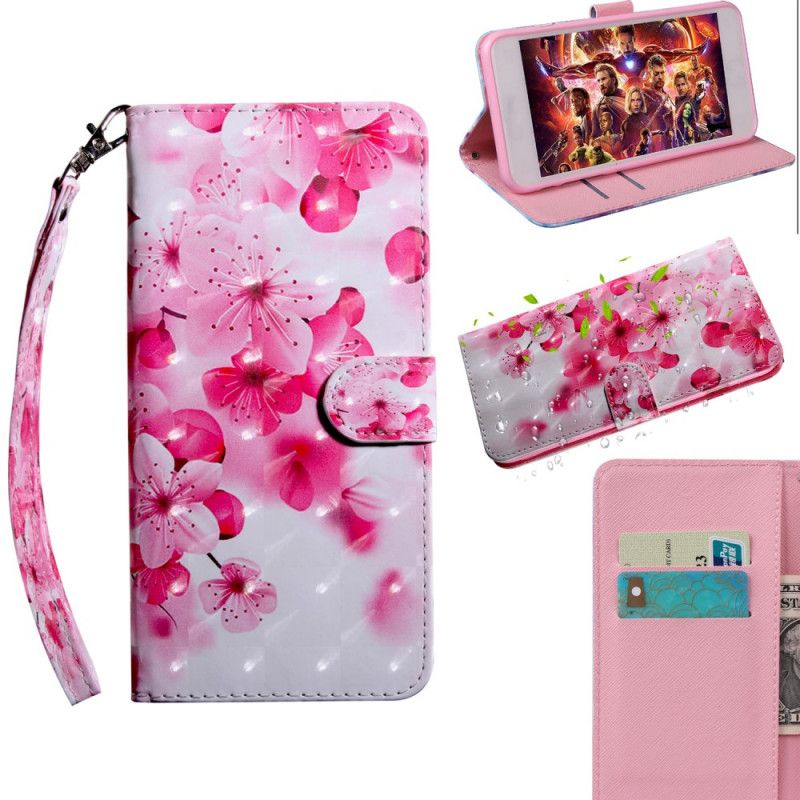 Leren Hoesje voor Huawei P Smart 2020 Roze Bloemen