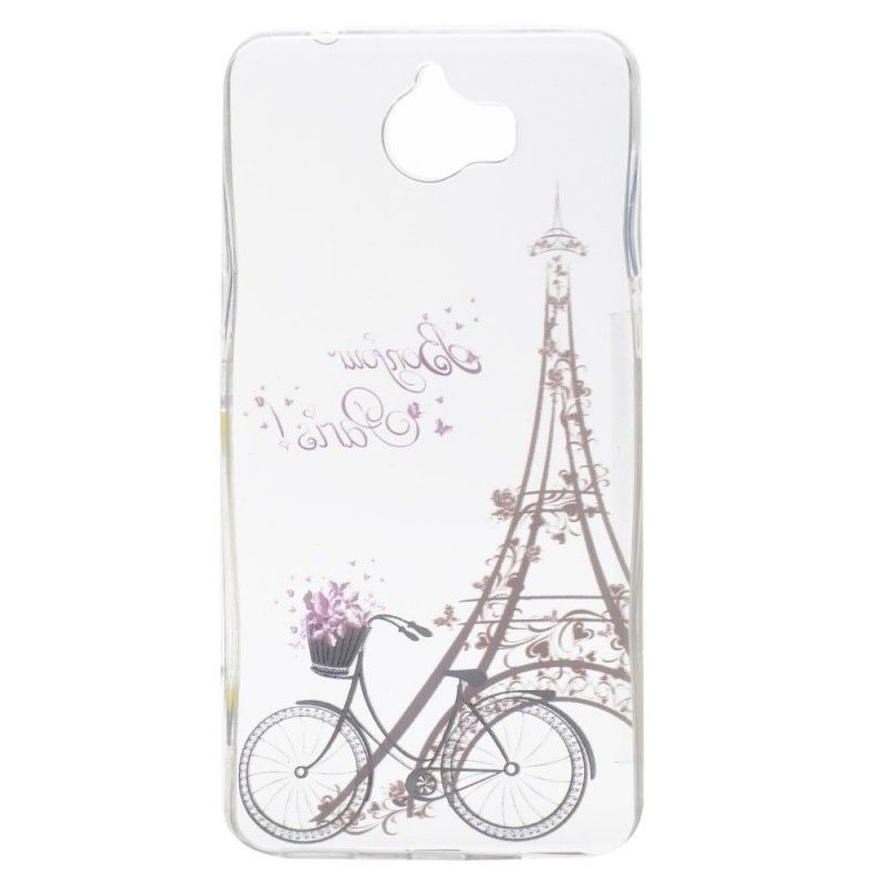 Cover Hoesje Huawei Y6 2017 Telefoonhoesje Transparant Hallo Parijs