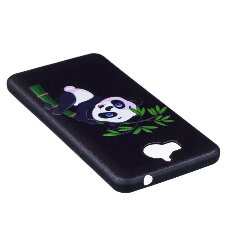 Hoesje Huawei Y6 2017 Panda In Reliëf Op Bamboe