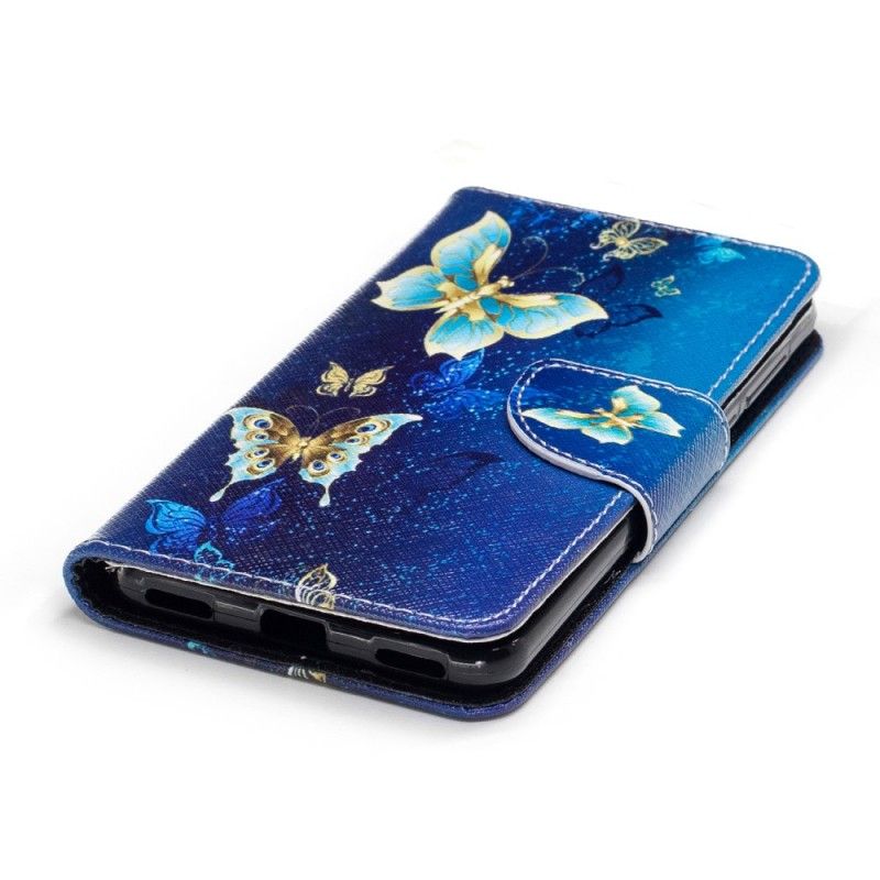 Leren Hoesje Huawei Y6 2017 Telefoonhoesje Vlinders In De Nacht