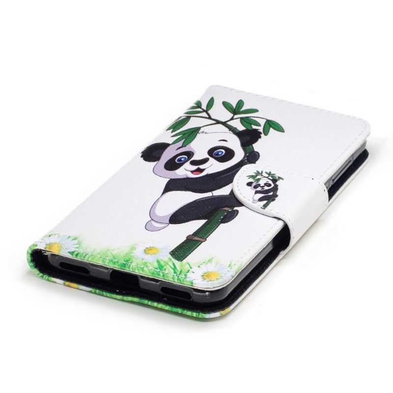 Leren Hoesje voor Huawei Y6 2017 Panda Op Bamboe