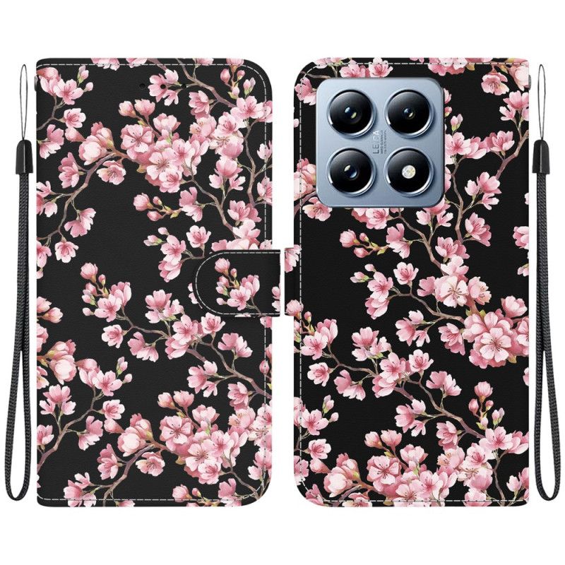 Flip Case Leren Xiaomi 14t Pruimenbloesems